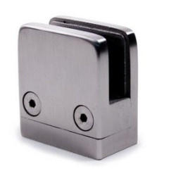 Pince verre inox CARREE AVEC BUTEE fixation SUR PLAT