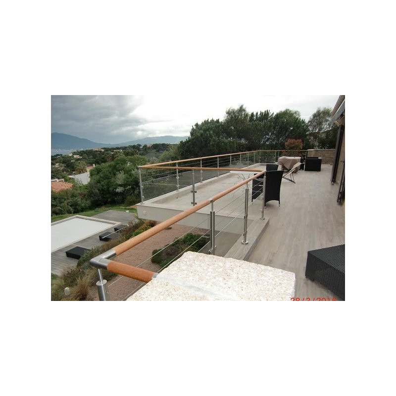 Pince verre INOX forme DEMI RONDE fixation SUR TUBE