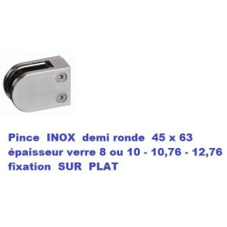 Pince verre INOX fixation SUR PLAT