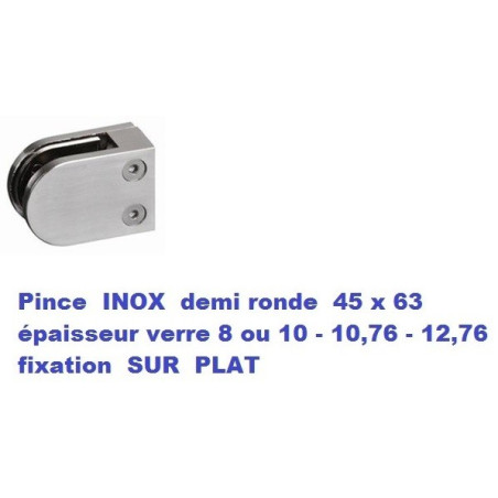 Pince verre INOX fixation SUR PLAT