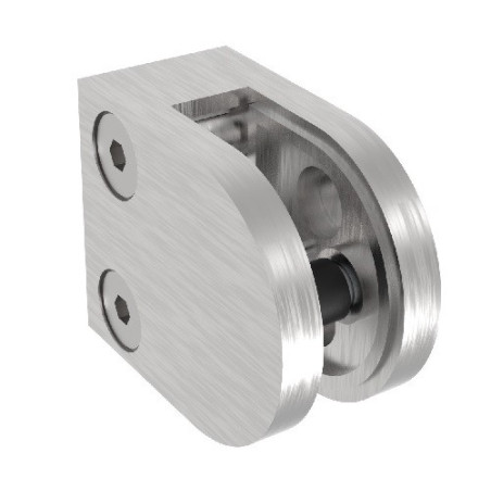 Pince verre INOX forme DEMI RONDE fixation SUR PLAT