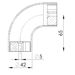 Coude 90° pour main courante bois - Ø42,4