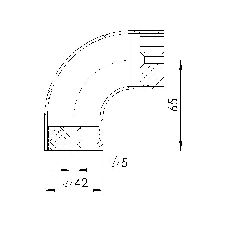 Coude 90° pour main courante bois - Ø42,4